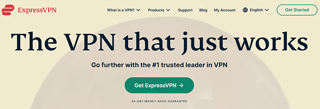 Screenshot of ExpressVPN, Website homepage