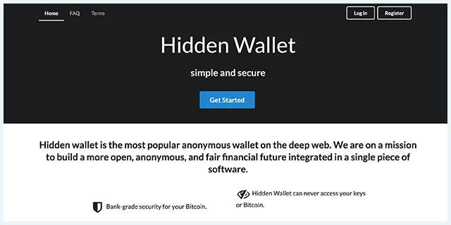 Screenshot of Onion link page Hidden Wallet