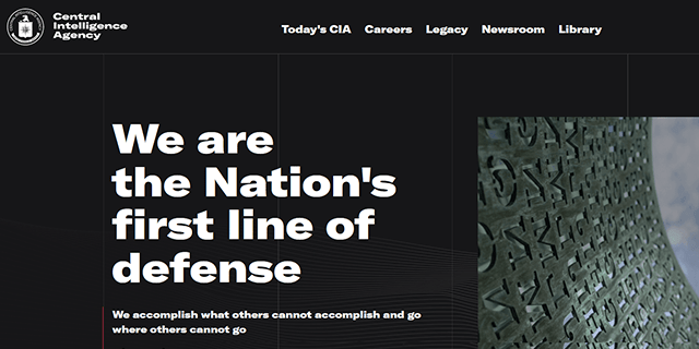 CIA dark web site homepage