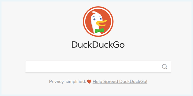 DuckDuckGo dark web site homepage