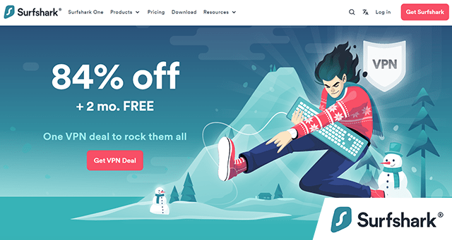 Screenshot of Surfshark Christmas homepage deal